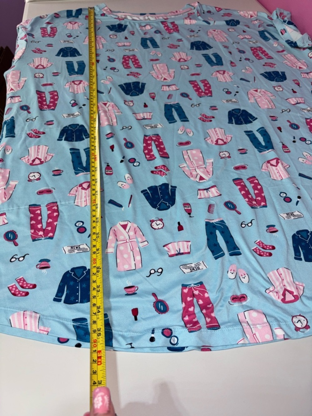 Women’s Light Blue Sleep Shirt Nightgown/House Dress with Pockets - Picture 8 of 11